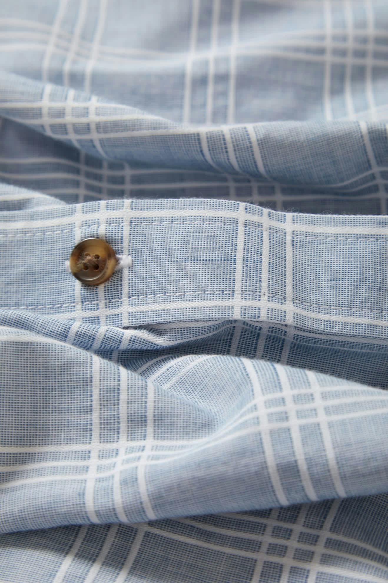 CRU Oxford Plaid Relaxed S/S Shirt - Light Blue/White Plaid