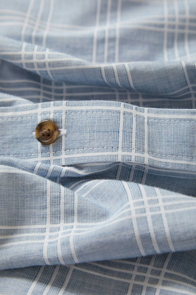 CRU Oxford Plaid Relaxed S/S Shirt - Light Blue/White Plaid