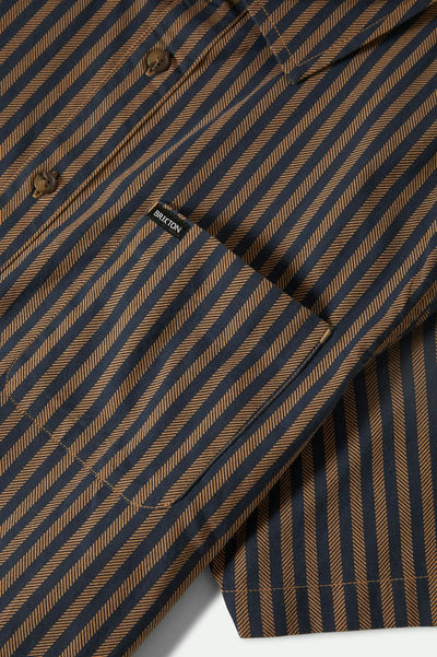 Charter Print S/S Shirt - Washed Blue/Sunnaked Stripe