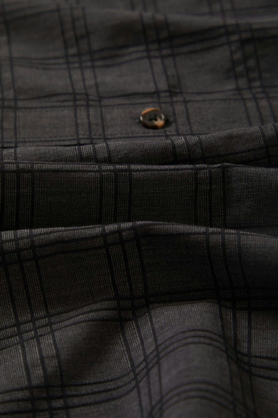 CRU Oxford Plaid Relaxed S/S Shirt - Charcoal/Black Plaid