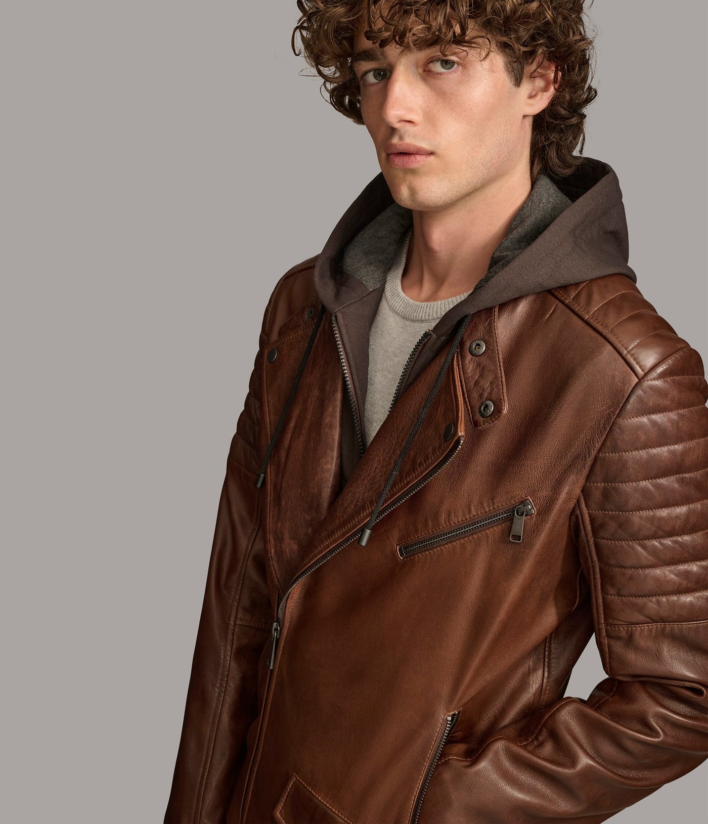 Andres Moto Jacket With Zip Off Hood
