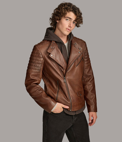 Andres Moto Jacket With Zip Off Hood