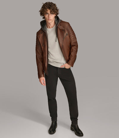 Andres Moto Jacket With Zip Off Hood