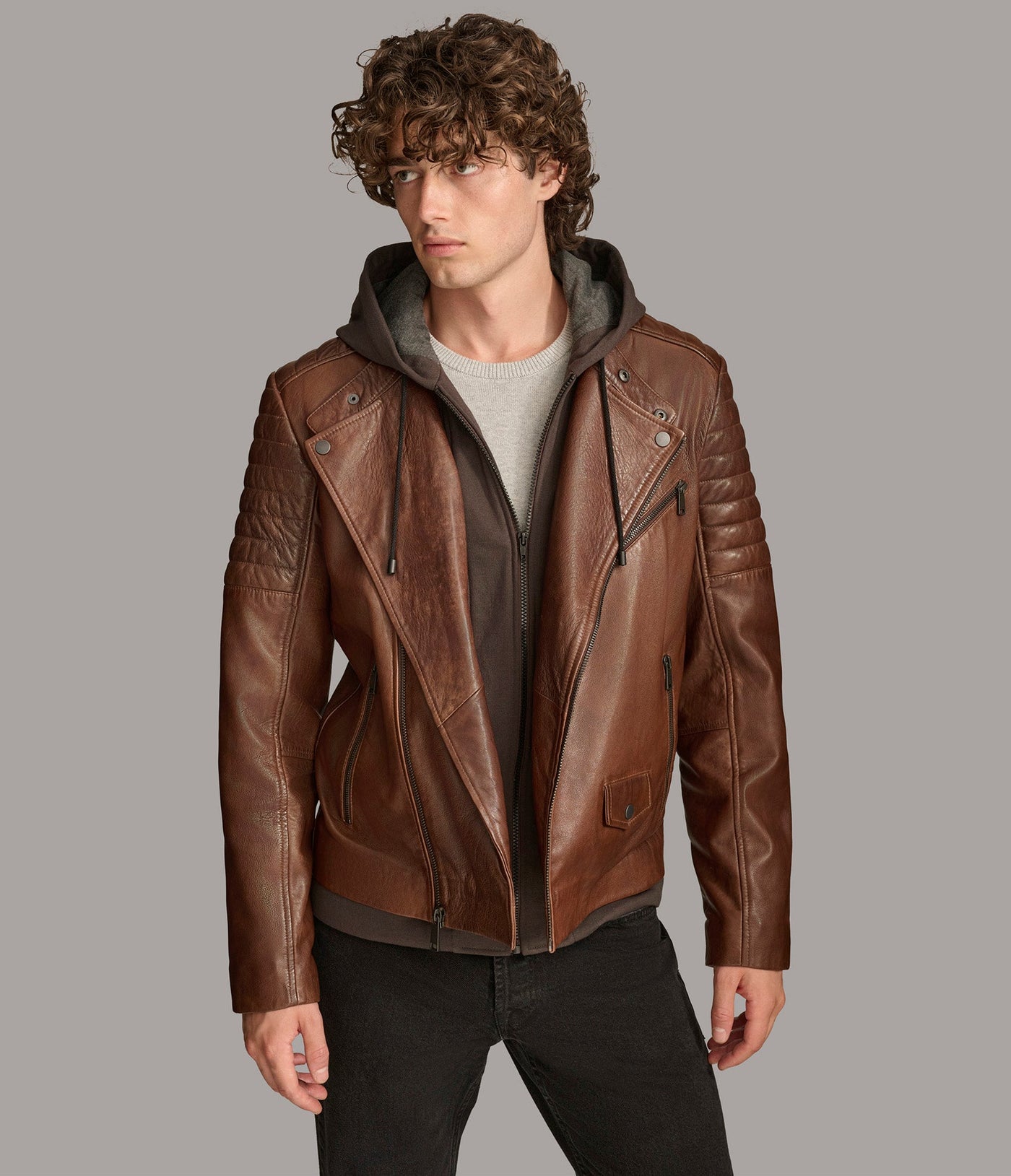 Andres Moto Jacket With Zip Off Hood