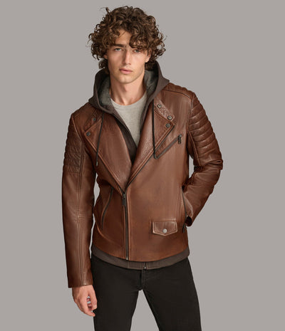 Andres Moto Jacket With Zip Off Hood