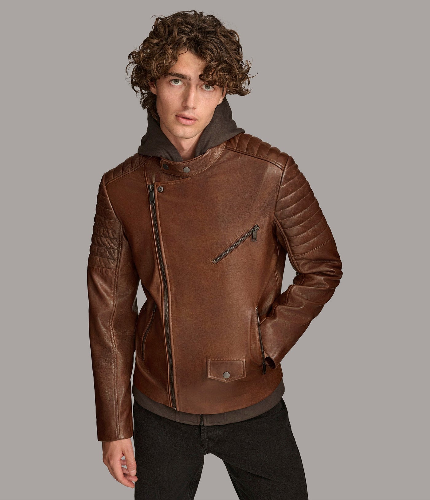 Andres Moto Jacket With Zip Off Hood
