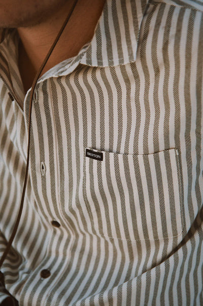 Charter Print S/S Shirt - Whitecap/Ivy Green Stripe