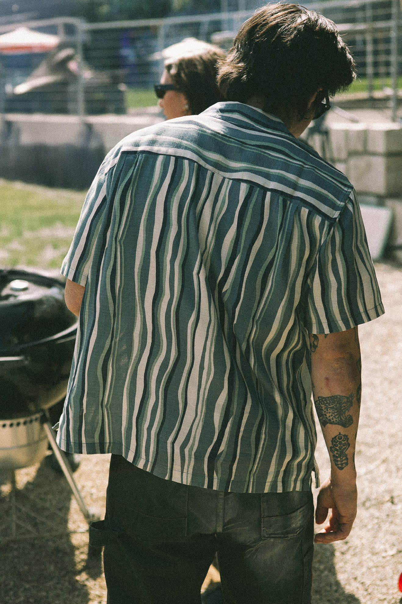 CRU Slub Relaxed S/S Shirt - Basalt Blue/Painterly Stripe