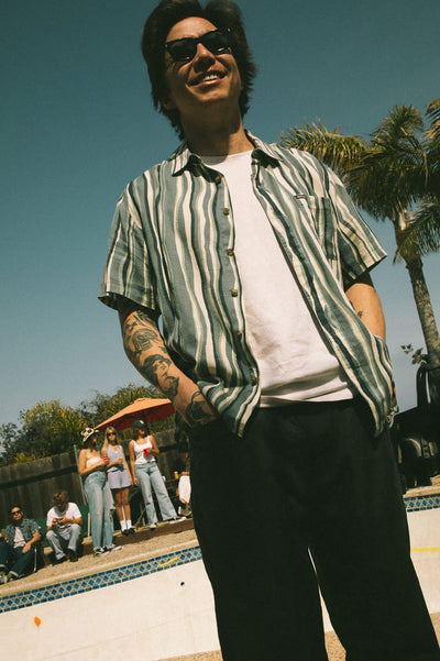CRU Slub Relaxed S/S Shirt - Basalt Blue/Painterly Stripe