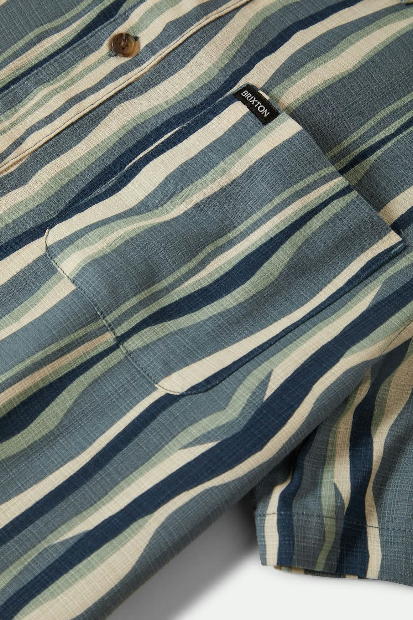 CRU Slub Relaxed S/S Shirt - Basalt Blue/Painterly Stripe