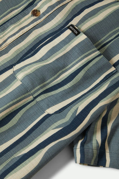 CRU Slub Relaxed S/S Shirt - Basalt Blue/Painterly Stripe