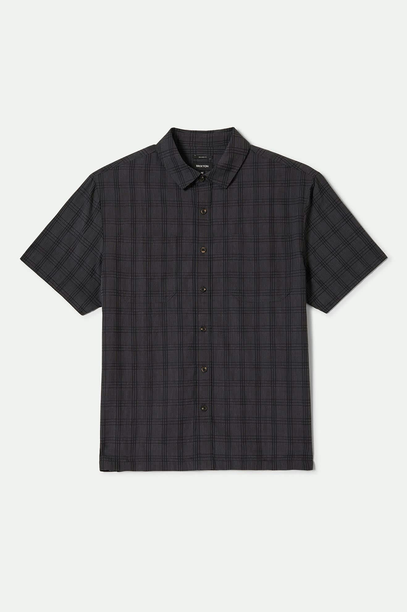 CRU Oxford Plaid Relaxed S/S Shirt - Charcoal/Black Plaid