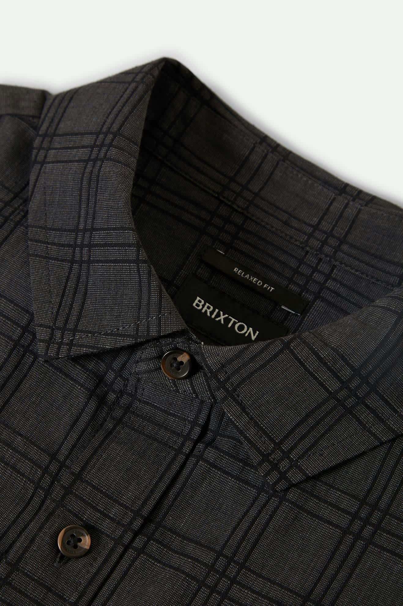 CRU Oxford Plaid Relaxed S/S Shirt - Charcoal/Black Plaid