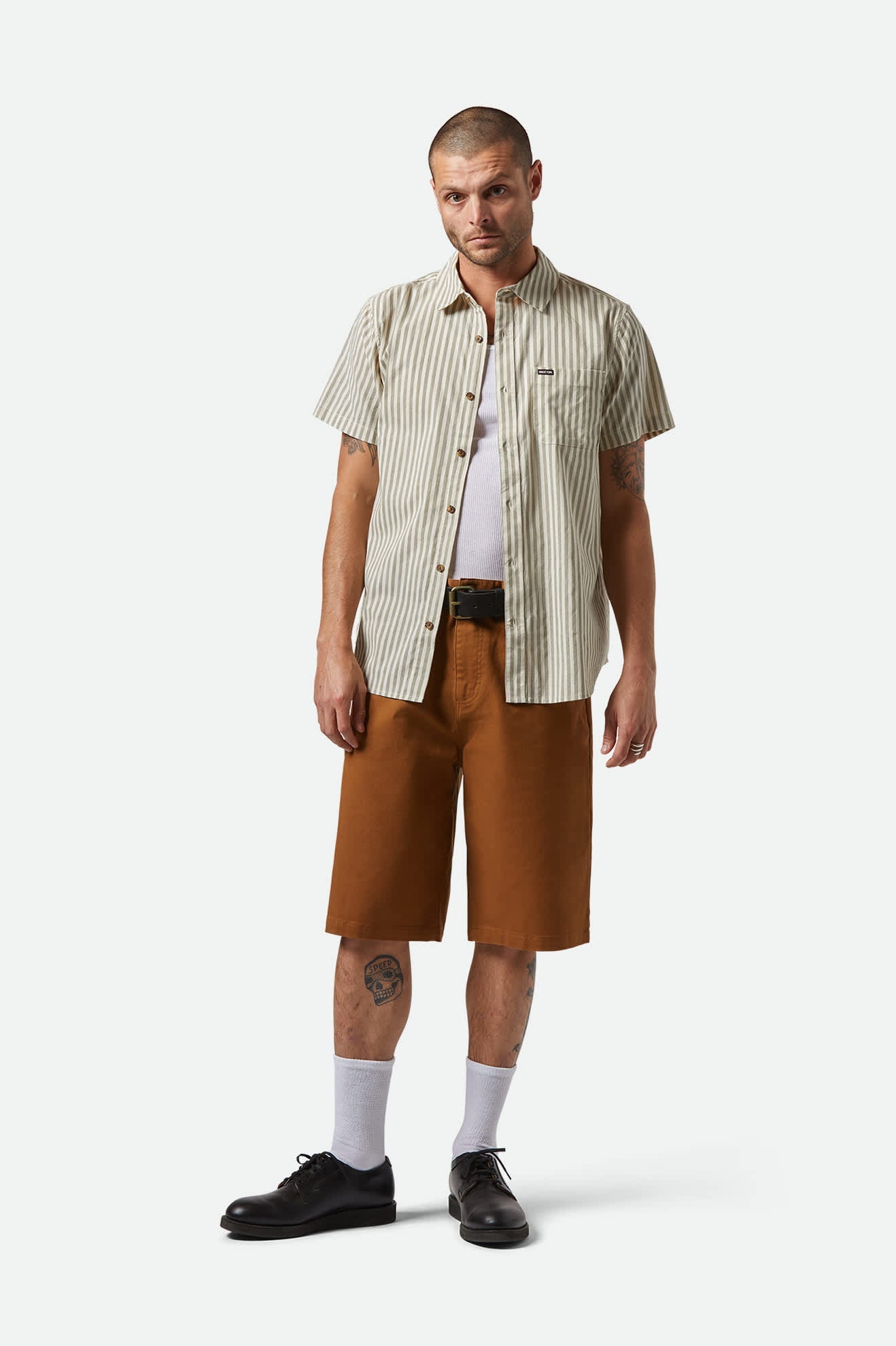 Charter Print S/S Shirt - Whitecap/Ivy Green Stripe