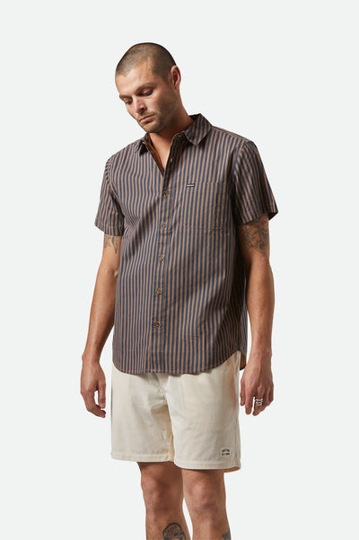 Charter Print S/S Shirt - Washed Blue/Sunnaked Stripe