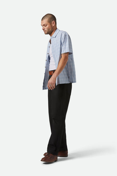CRU Oxford Plaid Relaxed S/S Shirt - Light Blue/White Plaid