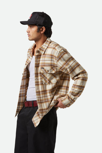 Bowery L/S Flannel - Whitecap/Sand/Pinecone Brown