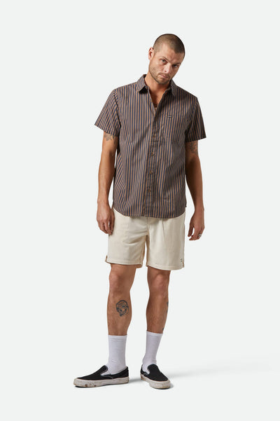 Charter Print S/S Shirt - Washed Blue/Sunnaked Stripe