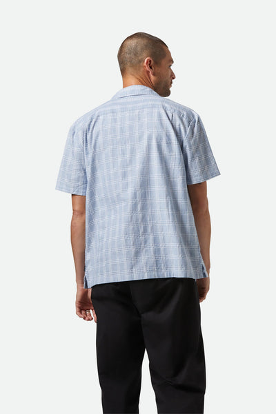 CRU Oxford Plaid Relaxed S/S Shirt - Light Blue/White Plaid