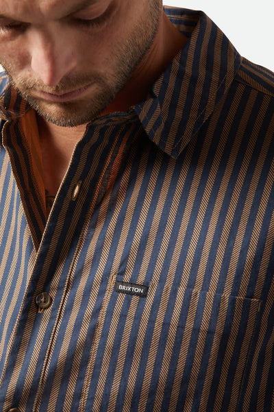 Charter Print S/S Shirt - Washed Blue/Sunnaked Stripe